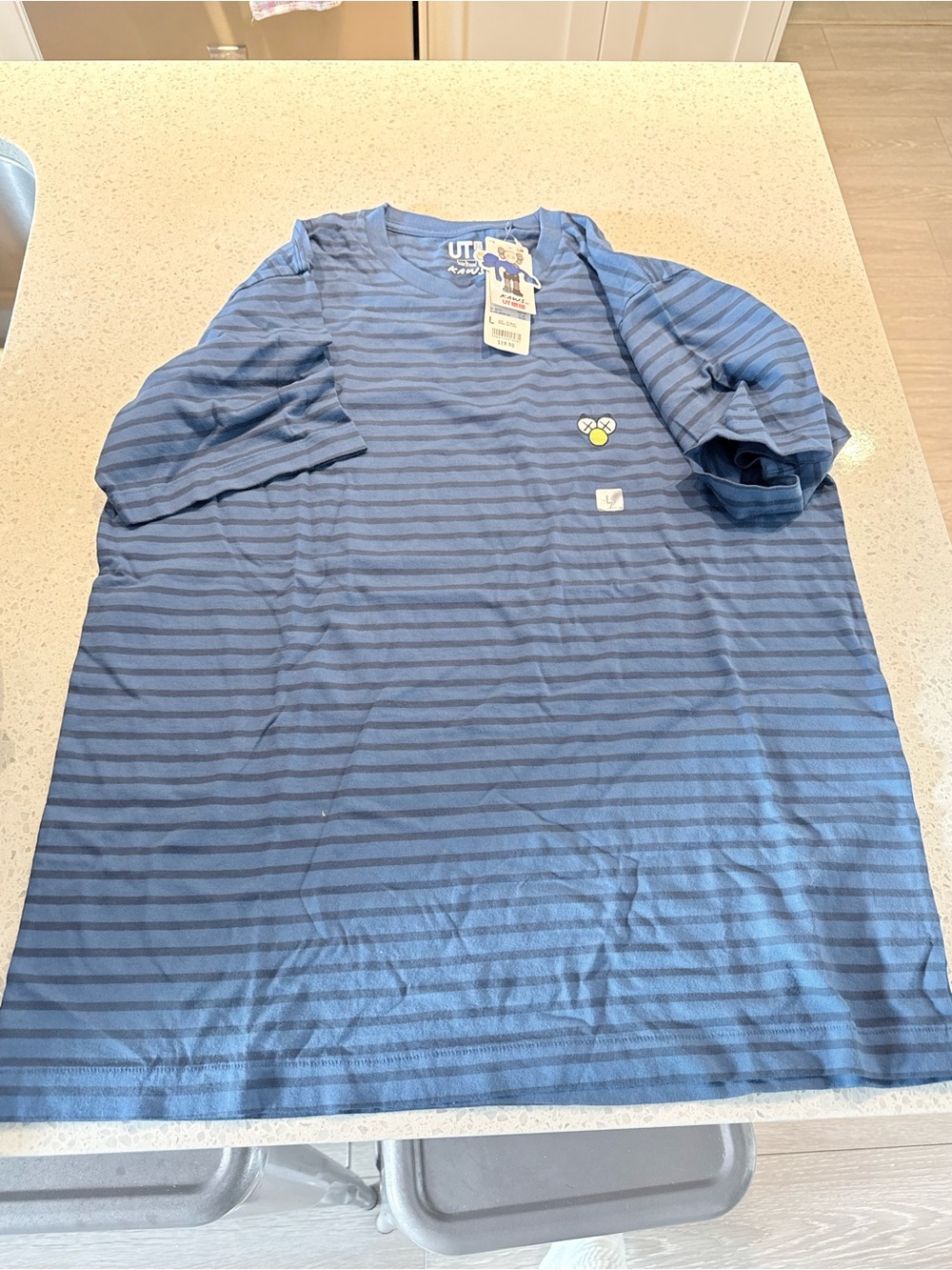 Uniqlo x KAWS Blue Striped Short Sleeve Tee
